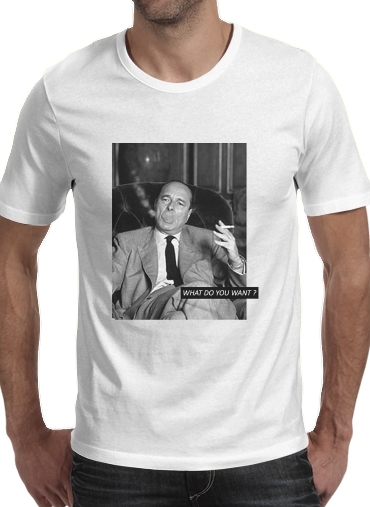  Chirac Smoking What do you want para Manga curta T-shirt homem em torno do pescoço