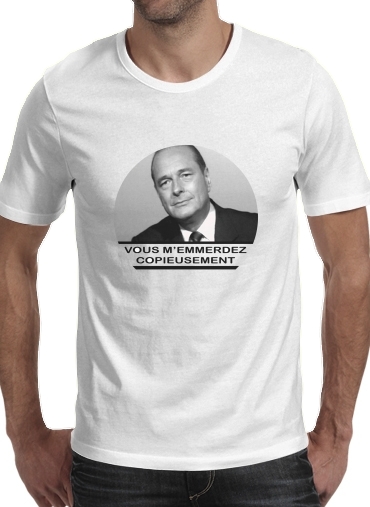  Chirac Vous memmerdez copieusement para Manga curta T-shirt homem em torno do pescoço