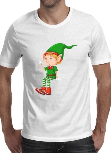  Christmas Elfe para Manga curta T-shirt homem em torno do pescoço