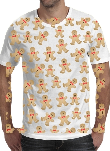  Christmas snowman gingerbread para Manga curta T-shirt homem em torno do pescoço