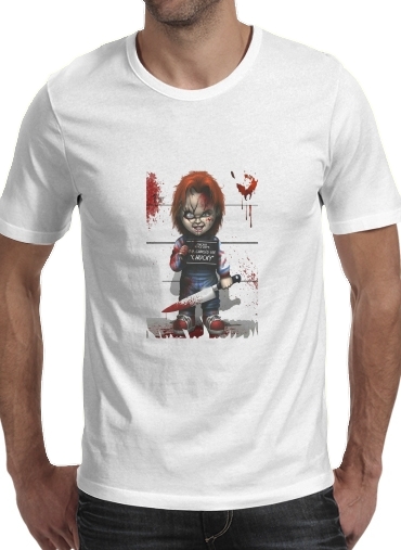  Chucky A boneca que mata para Manga curta T-shirt homem em torno do pescoço