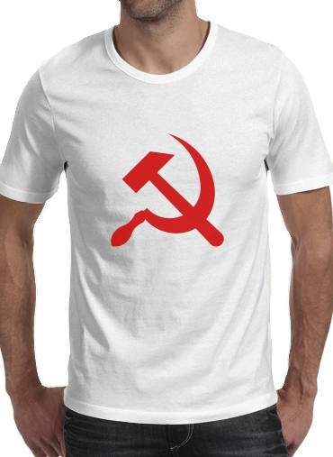  Communiste faucille et marteau para Manga curta T-shirt homem em torno do pescoço