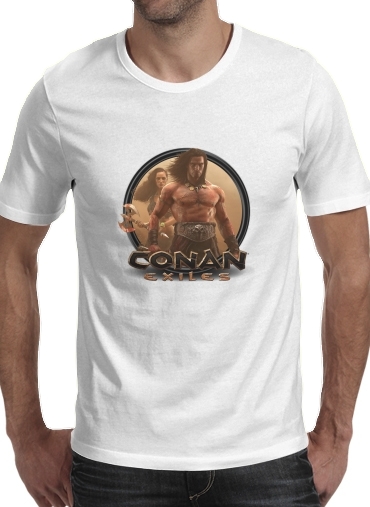  Conan Exiles para Manga curta T-shirt homem em torno do pescoço