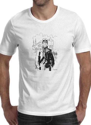  Corto Maltes Fan Art para Manga curta T-shirt homem em torno do pescoço