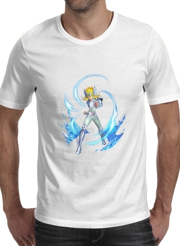  Cygnus Hyoga para Manga curta T-shirt homem em torno do pescoço