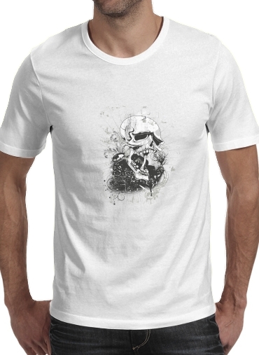  Dark Gothic Skull para Manga curta T-shirt homem em torno do pescoço