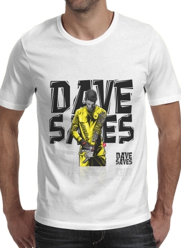 Dave Saves para Manga curta T-shirt homem em torno do pescoço