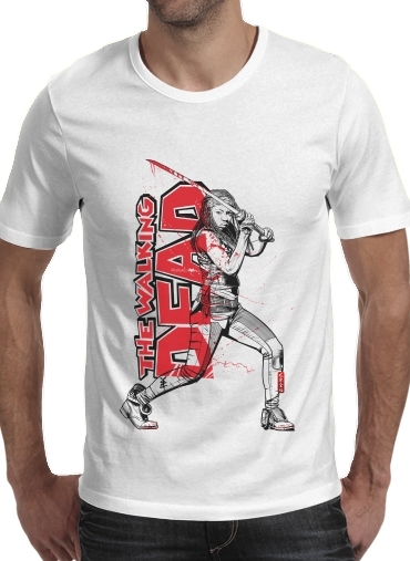  Deadly Michonne para Manga curta T-shirt homem em torno do pescoço
