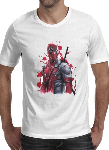  Deadpool Painting para Manga curta T-shirt homem em torno do pescoço