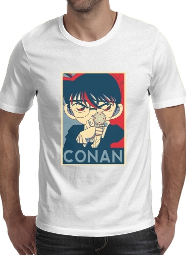  Detective Conan Propaganda para Manga curta T-shirt homem em torno do pescoço