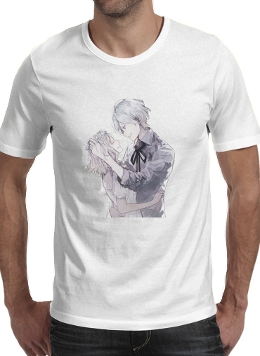 black- Diabolik lovers Subaru x Yui para Manga curta T-shirt homem em torno do pescoço