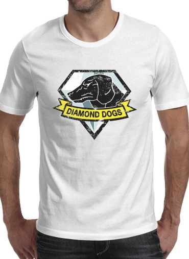  Diamond Dogs Solid Snake para Manga curta T-shirt homem em torno do pescoço
