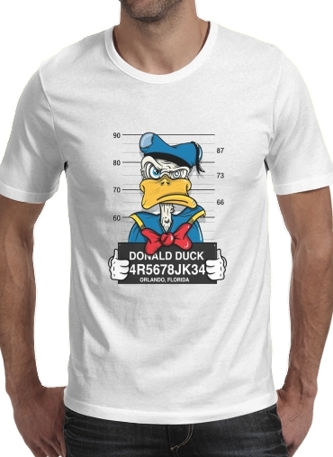  Donald Duck Crazy Jail Prison para Manga curta T-shirt homem em torno do pescoço