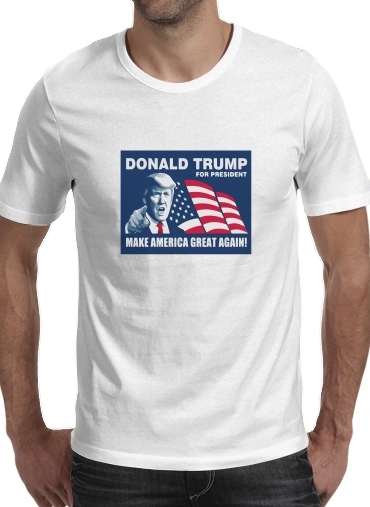  Donald Trump Make America Great Again para Manga curta T-shirt homem em torno do pescoço