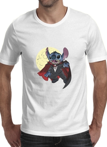  Dracula Stitch Parody Fan Art para Manga curta T-shirt homem em torno do pescoço