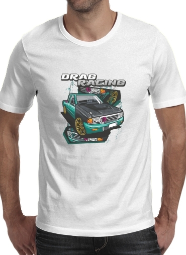  Drag Racing Car para Manga curta T-shirt homem em torno do pescoço