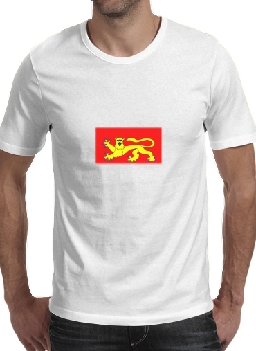  Drapeau Normand para Manga curta T-shirt homem em torno do pescoço