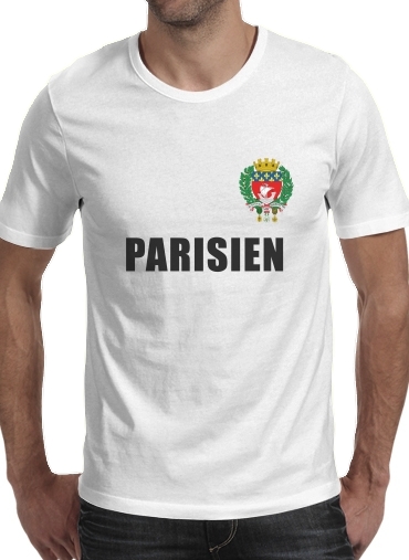 Drapeau Paris para Manga curta T-shirt homem em torno do pescoço