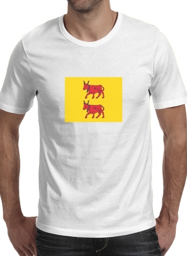  Drapeau Province du Bearn para Manga curta T-shirt homem em torno do pescoço