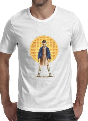  Eleven Eggo para Manga curta T-shirt homem em torno do pescoço