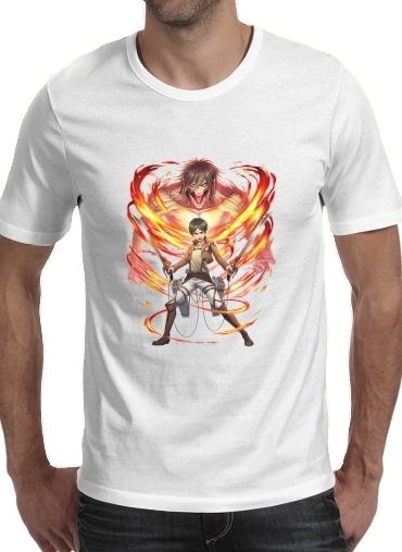  Eren Jaeger para Manga curta T-shirt homem em torno do pescoço