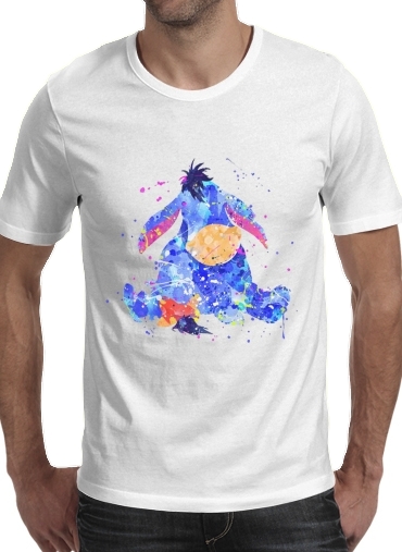  Eyeore Water color style para Manga curta T-shirt homem em torno do pescoço