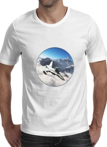  F-18 Hornet para Manga curta T-shirt homem em torno do pescoço