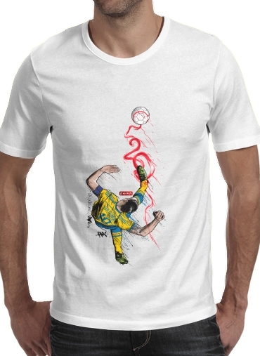 FantaSweden Zlatan Swirl para Manga curta T-shirt homem em torno do pescoço