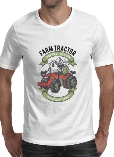  Farm Tractor para Manga curta T-shirt homem em torno do pescoço