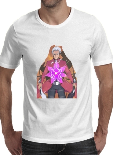  Fate Stay Night Archer para Manga curta T-shirt homem em torno do pescoço