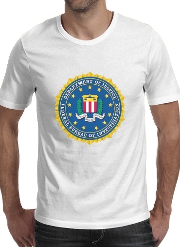  FBI Federal Bureau Of Investigation para Manga curta T-shirt homem em torno do pescoço
