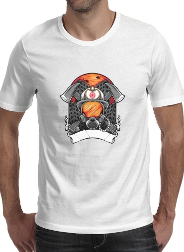  Fire Fighter Custom Text para Manga curta T-shirt homem em torno do pescoço