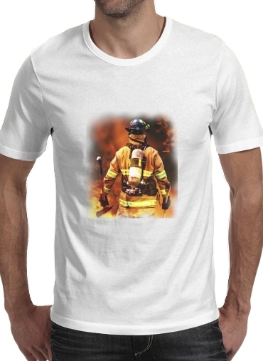  Firefighter para Manga curta T-shirt homem em torno do pescoço