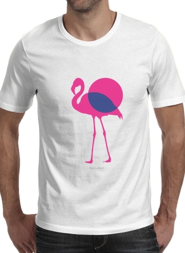  FlamingoPOP para Manga curta T-shirt homem em torno do pescoço