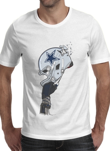  Football Helmets Dallas para Manga curta T-shirt homem em torno do pescoço