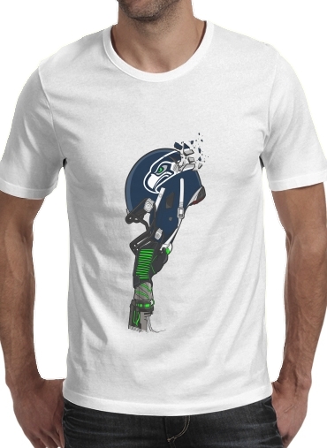  Football Helmets Seattle  para Manga curta T-shirt homem em torno do pescoço