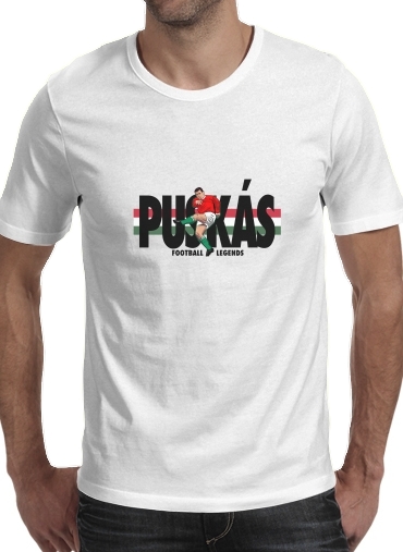  Football Legends: Ferenc Puskás - Hungary para Manga curta T-shirt homem em torno do pescoço