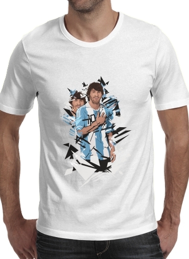  Football Legends: Lionel Messi Argentina para Manga curta T-shirt homem em torno do pescoço