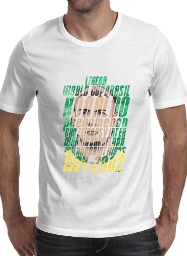  Football Legends: Ronaldo R9 Brasil  para Manga curta T-shirt homem em torno do pescoço
