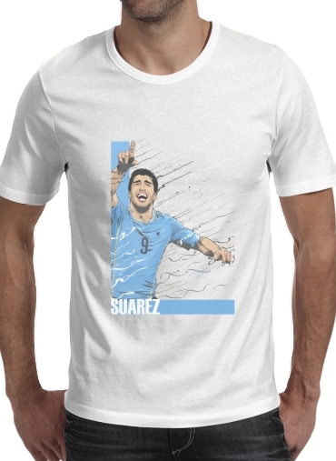  Football Stars: Luis Suarez - Uruguay para Manga curta T-shirt homem em torno do pescoço