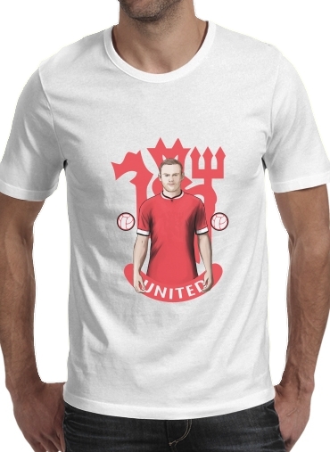  Football Stars: Red Devil Rooney ManU para Manga curta T-shirt homem em torno do pescoço