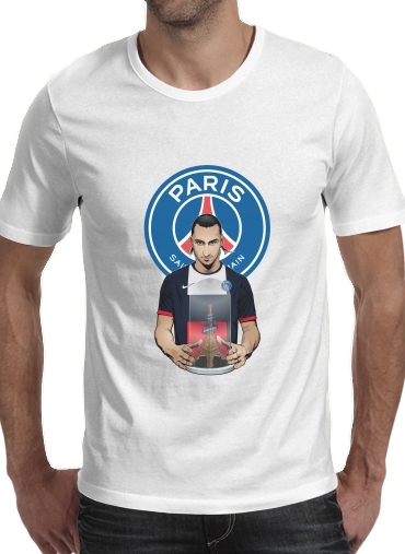  Football Stars: Zlataneur Paris para Manga curta T-shirt homem em torno do pescoço