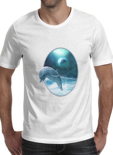  Freedom Of Dolphins para Manga curta T-shirt homem em torno do pescoço
