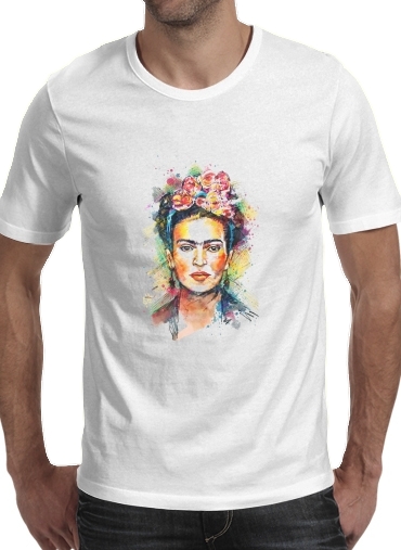  Frida Kahlo para Manga curta T-shirt homem em torno do pescoço