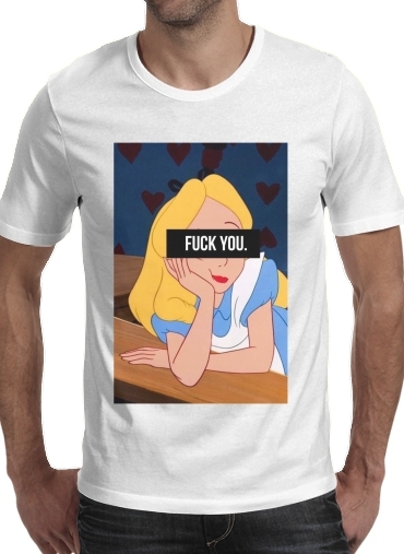  Fuck You Alice para Manga curta T-shirt homem em torno do pescoço