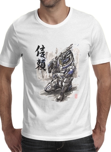  Garrus Vakarian Mass Effect Art para Manga curta T-shirt homem em torno do pescoço