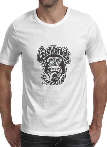  Gas Monkey Garage para Manga curta T-shirt homem em torno do pescoço