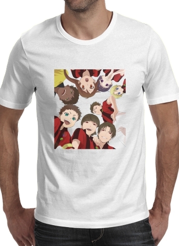  Ginga e Kickoff para Manga curta T-shirt homem em torno do pescoço