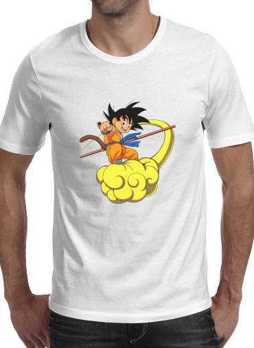  Goku Kid on Cloud GT para Manga curta T-shirt homem em torno do pescoço
