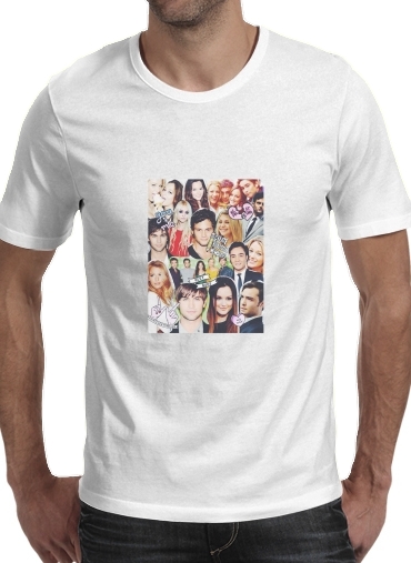  Gossip Girl Fan Collage para Manga curta T-shirt homem em torno do pescoço